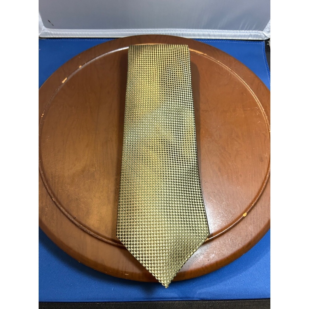 Nicole by Nicole Miller Gold Men's 100% Silk Tie Geometric Necktie - Picture 2 of 6